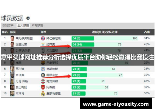 意甲买球网址推荐分析选择优质平台助你轻松赢得比赛投注